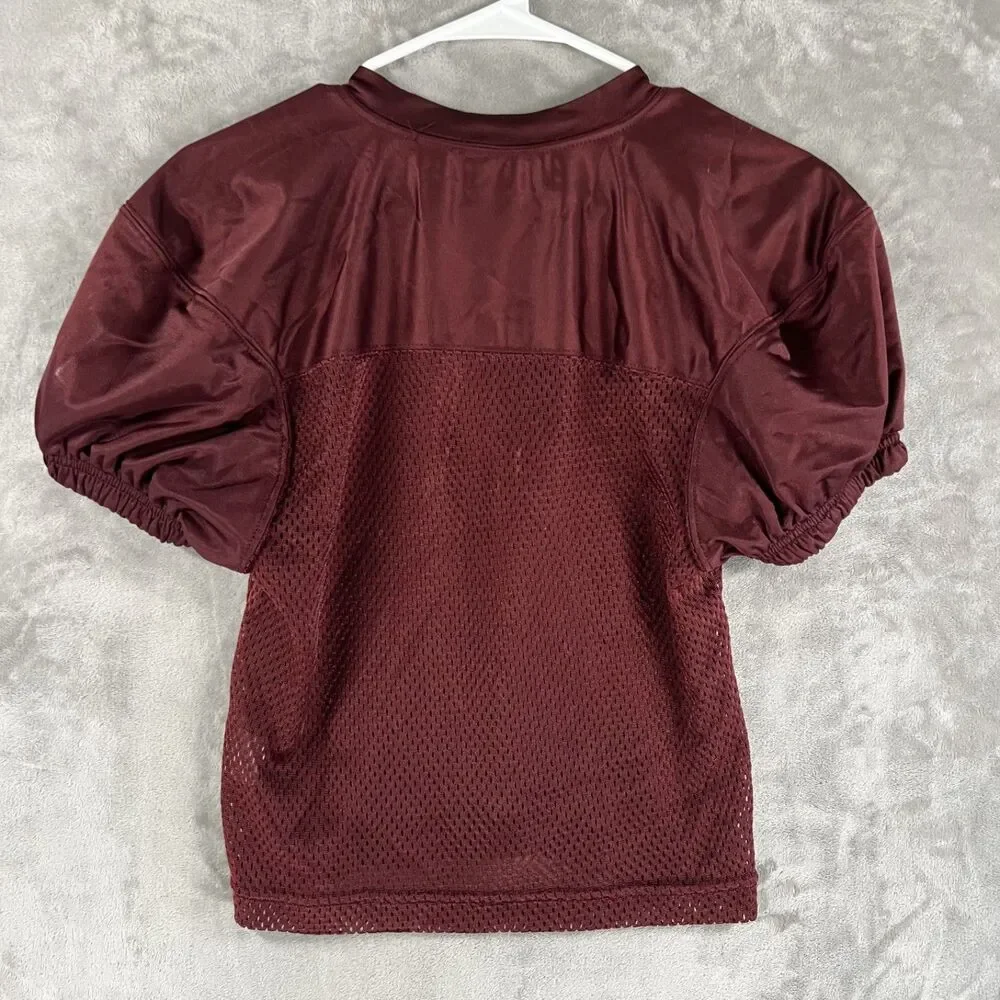 Champro Youth Medium Football Practice Jersey Maroon Mesh V Neck Short Sleeve
